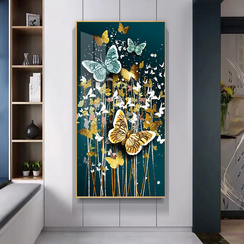 Decoration Animal Crystal Porcelain Wall Art Glass Modern Butterfly Painting
