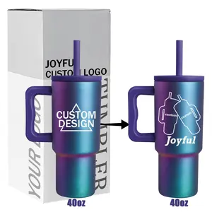 Customized Logo most popular 2024 Newest stainless steel quencher tumbler Oil Metallic Slick outdoor 30oz 40oz mug with handle
