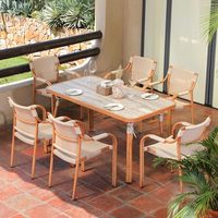 Outdoor Rattan-Gartenmöbel-Set im Chinesischen Stil Multifunktionale Esstische und Stühle für Innenhof, Terrasse und Balkon