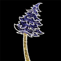 Große animierte 2D-Motivbeleuchtung für den Außenbereich: LED-Kiefernbaum-Seillicht-Silhouetten-Set für Lichtspuren und Waldszenen