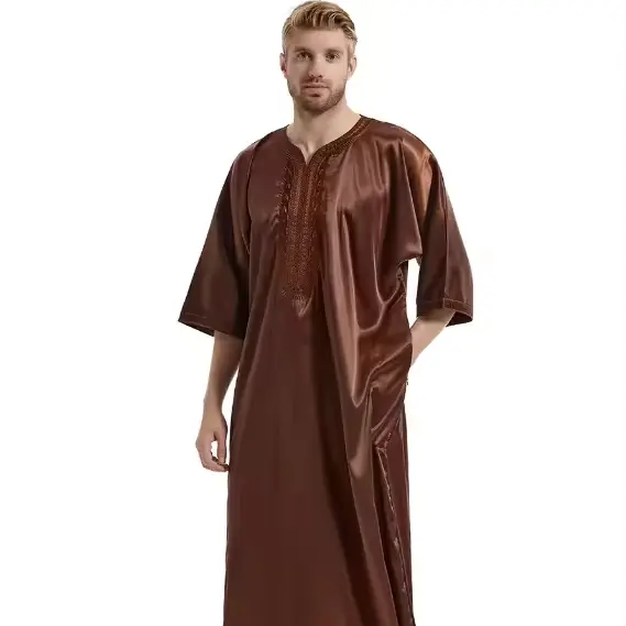 Vente en Gros Jubba pour Hommes Thobe Arabe Marocain Musulman Prière Arabe Abaya Robe thobes Vêtements Islamiques
