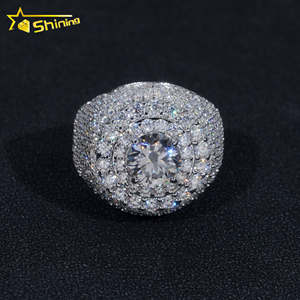 Vergoldeter Herren <span class=keywords><strong>ring</strong></span> Feiner Schmuck Schneller Versand GRA Moissan ite Herren <span class=keywords><strong>ring</strong></span> 925 Silber Iced Out Hip Hop Ringe - Product Image 1