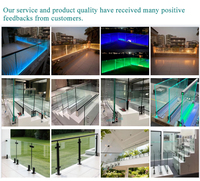 Rampe en verre sans cadre avec éclairage LED pour balcon, terrasse, escalier, balustrade de piscine en aluminium avec profil en U et éclairage LED