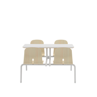 Ensemble table et chaises de cantine scolaire moderne, 4 places, mobilier de cafétéria en tissu avec table et chaises fixes