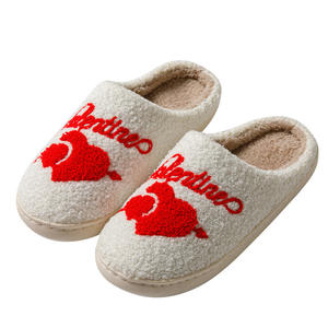 รองเท้าแตะคู่รักใส่ในบ้านให้ความอบอุ่นในวันวาเลนไทน์รองเท้าแตะแบบสไลด์รูปเห็ดสีรุ้งสีแดงใส่สบายรองเท้าแตะสำหรับฤดูหนาว - Product Image 1