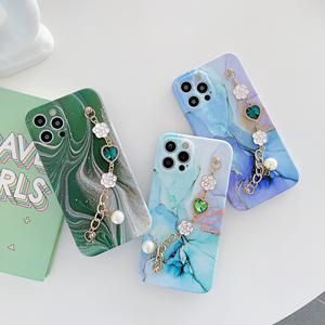Coque de téléphone <span class=keywords><strong>portable</strong></span> <span class=keywords><strong>pour</strong></span> iPhone 12, Pro Max, 13, antichoc, <span class=keywords><strong>bijou</strong></span>, cœur, chaîne, effet marbre, design, tendance - Product Image 2