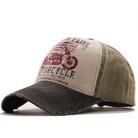 Sombrero de camionero deportivo de algodón 100% de moda americana gráfico de motocicleta desgastado lavado para gorra de sol al aire libre