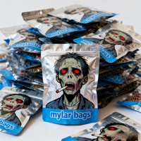 Sachets d'emballage personnalisés refermables en plastique Mylar à fermeture éclair, anti-enfants, pour bonbons gélifiés comestibles, 3,5g, 7g, 12g, à fond plat
