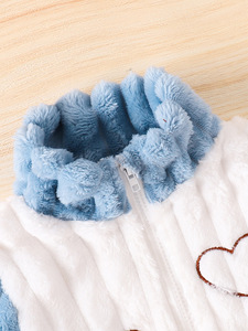 Ensemble de vêtements d'intérieur chauds pour enfants en flanelle épaisse à fermeture éclair et pantalon, motif dessin animé, pour l'automne et l'hiver - Product Image 3