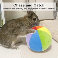 Balle interactive en peluche colorée, jouet d'enrichissement en forme de lapin en polyester doux