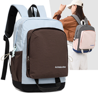 Sac à dos scolaire en nylon bicolore pour étudiants, sac de voyage unisexe pour ordinateur, sac à dos grande capacité