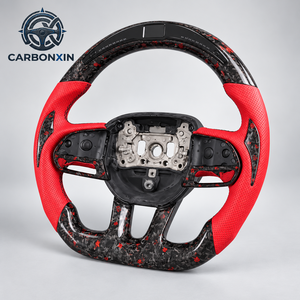 Volant en cuir avec fibre de carbone forgée pour Dodge Challenger SRT Charger Durango 2018 2019 2020 2021 2022 2023 2024 2025 - Product Image 3