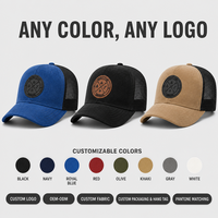 Casquette de baseball trucker respirante à 6 panneaux en maille texturée suède 100 % coton, broderie 3D, décontractée, unisexe, réglable, pour l'extérieur