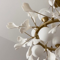 Lustre suspendu moderne de plafond de branche de feuille de Ginkgo de décor de salle à manger de salon de chambre à coucher