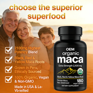 OEM Maca Kruidensupplementen Zwart Rood Geel 2100mg Maca Wortel Verbetert Vitaliteit Verhoogt Reproductieve Functie Extra Sterk 180 <span class=keywords><strong>Capsules</strong></span> - Product Image 2