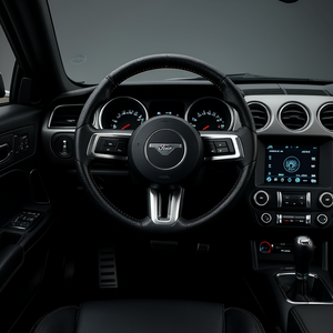 Volante Vevor in fibra di carbonio a forma di D per Ford Mustang 2010-2014 con impugnatura in pelle, fondo piatto, nero - Product Image 2