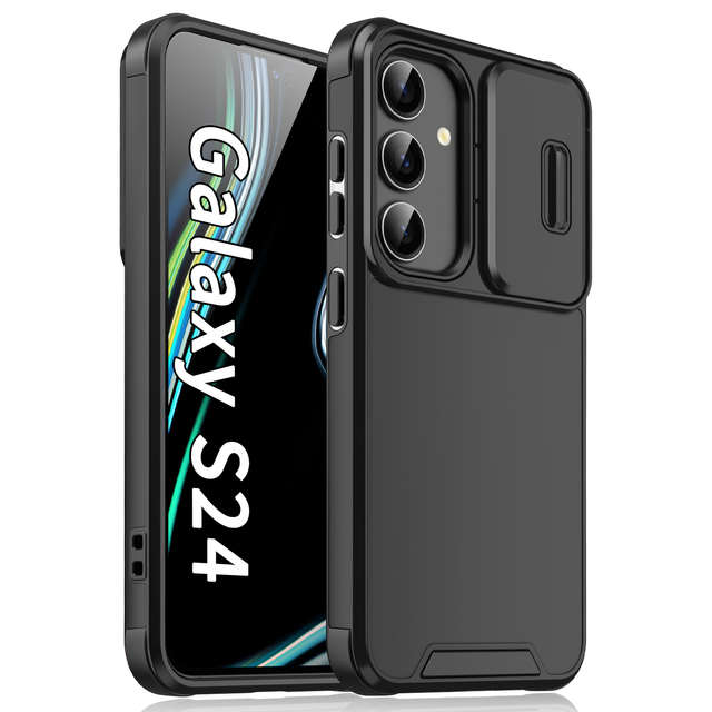 Sliding Push Window Case for Samsung Galaxy S24 Cover Armor Shockproof Camera Protector Case for Samsung S23 S22 Plus S25 Ultra