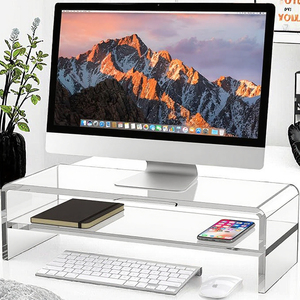 Support d'écran ergonomique et écologique à 2 niveaux en <span class=keywords><strong>plastique</strong></span>, support pour ordinateur portable avec organisateur de rangement, bureau moderne à domicile - Product Image 1