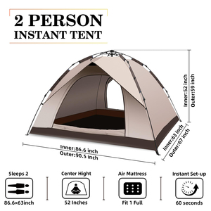 Tente de plage automatique à ouverture rapide pour 3-4 personnes, protection solaire, une porte, une fenêtre, tissu Oxford épaissi, imperméable, pour le camping - Product Image 2