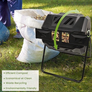 160L Outdoor Tumbling <strong>Composter</strong> Dual <strong>Rotating</strong> Batch <strong>Composting</strong> <strong>Bins</strong> Moving Type Turner Machion <strong>Composter</strong> for Garden Yard - Product Image 4