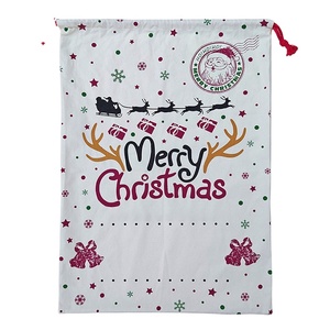 Customised <b>Large</b> <b>Santa</b> Christmas Drawstring Party Canvas Gift Bags Personalised with Logo and Size Folding Style - Product Image 1