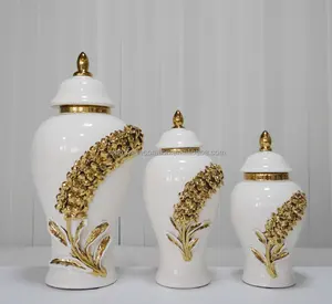 Fabrikdirektverkauf Luxus-Porzellan-Dekorvase weißes Ingwer-Glas mit Blumen für Heimdekoration