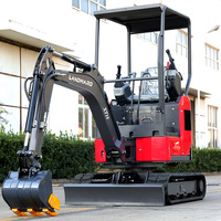 Landward Factory Mini Excavatrices 1.8 Tonnes Moteur Kubota Pelle compacte 1 Tonne 2 Tonnes Excavatrice portable avec accessoires Vente en gros
