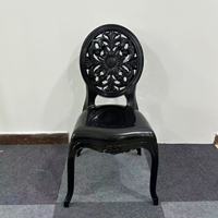Chaises de réception empilables noires brillantes pour événements et fêtes, décorations extérieures, chaise de banquet en plastique PP
