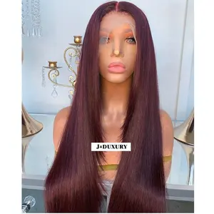 Lace Frontal Wigs Women 99j Color Human Hair 40 Inch Human Hair Full Lace Front Wig Brazilian Hair Wigs Transparent for Black Hd