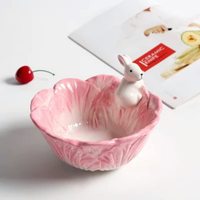 Bol de salade de pâques en céramique, de petite taille, en forme de chou, avec décoration de lapin mignon