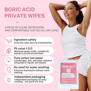 Nettoyant à l'acide borique emballé individuellement Private Label <span class=keywords><strong>Hygiène</strong></span> féminine biologique <span class=keywords><strong>Lingettes</strong></span> de soins privés pour femmes <span class=keywords><strong>Lingettes</strong></span> intimes - Product Image 5