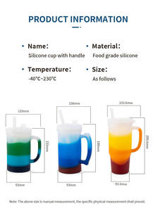 Nueva Llegada, Tazas de Cerveza de Silicona Libres de BPA, Estilo Clásico, Ecológicas, con Asa, Pajita y Tapa, Irrompibles - Product Image 2