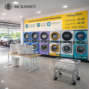 Lave-linge et sèche-linge combinés MCKINNEY certifiés CE, 12 <span class=keywords><strong>kg</strong></span>, <span class=keywords><strong>15</strong></span> <span class=keywords><strong>kg</strong></span>, 20 <span class=keywords><strong>kg</strong></span>, 25 <span class=keywords><strong>kg</strong></span>, en acier inoxydable, pour laverie en libre-service - Product Image 1