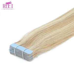 Hot Sale 12A Russian Double Drawn Blond Tape Ins Hair Raw Virgin 100% Natural Tape In Human Hair Extension