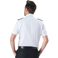 Fabricant Logo personnalisé Chemise de pilote 100% coton Uniforme à manches courtes pour hommes avec épaulettes et poches Vêtements de ligne