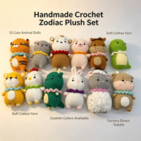 Ensemble d'animaux du zodiaque chinois au crochet personnalisé, Rat, Bœuf, Tigre, Lapin, Dragon, Serpent, Jouets en peluche Amigurumi faits à la main, faible MOQ