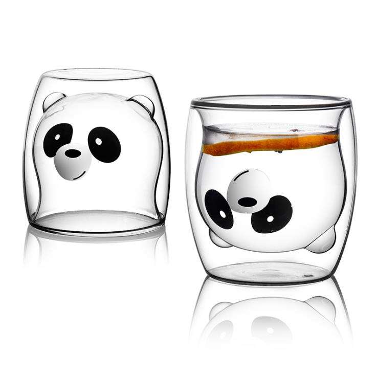Adorable Cartoon Panda Double Wall Glass Cup