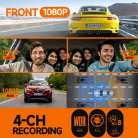 Cámara para Coche con 4 Lentes, Delantera y Trasera, Multifuncional, con WiFi, GPS y Más, Caja Negra para Coche