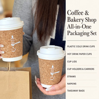 Gobelets à café en papier à double paroi de 12 oz avec logo personnalisé, couvercles et pailles pour boissons chaudes