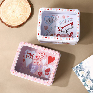 Caja de dulces de hojalata con tapa transparente hermética con diseño de amor para almacenamiento y regalo - Product Image 3