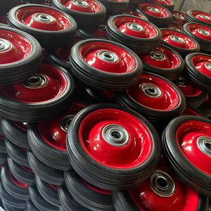 ล้ออุตสาหกรรมขนาด 5 นิ้ว แกนพลาสติกสีแดง ยางตัน ล้อเงียบ สำหรับรถเข็น - Product Image 3
