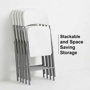 Silla Plegable Portátil <span class=keywords><strong>de</strong></span> Plástico HDPE Blanco, Estructura <span class=keywords><strong>de</strong></span> Acero Resistente, Asiento Plegable para Comedor, <span class=keywords><strong>Jardín</strong></span>, Fiestas, Eventos, Camping, Oficina - Product Image 5