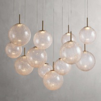 Lustre en verre craquelé soufflé à la main nordique moderne élégant lustre LED intégré pour la décoration de la maison salon salle à manger
