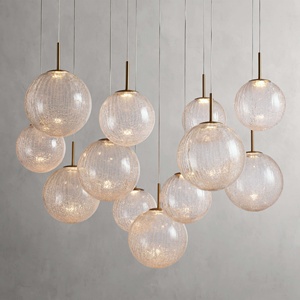 Nordic moderno elegante lampadario in vetro Crackle soffiato a mano lampadario a LED integrato per la decorazione della casa soggiorno sala da pranzo - Product Image 1