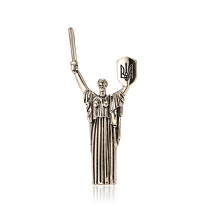 Broche con <span class=keywords><strong>Estatua</strong></span> de la Patria de <span class=keywords><strong>Ucrania</strong></span> con Espada y Tridente para Hombres y Mujeres, en Oro y Plata Antiguos - Product Image 1
