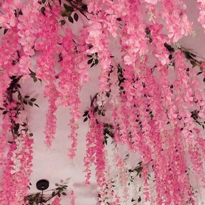 Guirlandes de fleurs artificielles en soie rose glycine pour décorations de plafond de mariage, intérieur, maison et bureau - Product Image 1