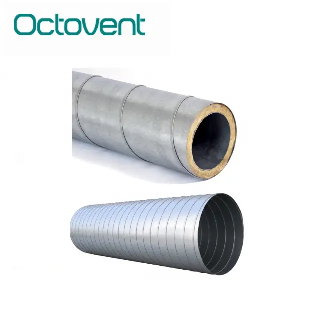 Conducto espiral preaislado de acero galvanizado Hvac para tubería de aire de ventilación para sistema de circulación de aire