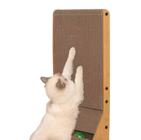 Tapis à gratter pour chat en bois, classique, moderne, vertical, ondulé, boule rectangulaire en carton, fournitures pour animaux de compagnie