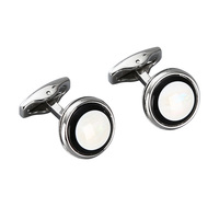Boutons de manchette élégants en pierre de coquillage en nacre en gros, chemise de costume pour homme personnalisée, accessoire de mode, cadeau de bijoux tendance pour smoking de mariage