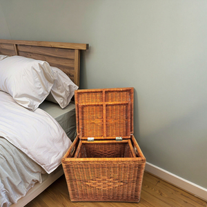 <strong>Large</strong> Rectangle Handcrafted <strong>Wicker</strong> <strong>Storage</strong> <strong>Basket</strong> Natural Rattan Bin Organizer Container for Home Laundry Room - Product Image 2